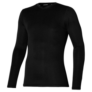 Black Men Mizuno Bt Under V Neck Longsleeve Tops | 8362-QUKGO