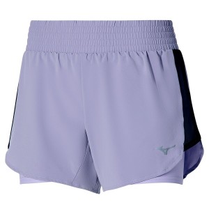Grey Women Mizuno 2in1 4.5 Shorts | 8271-QOSGA