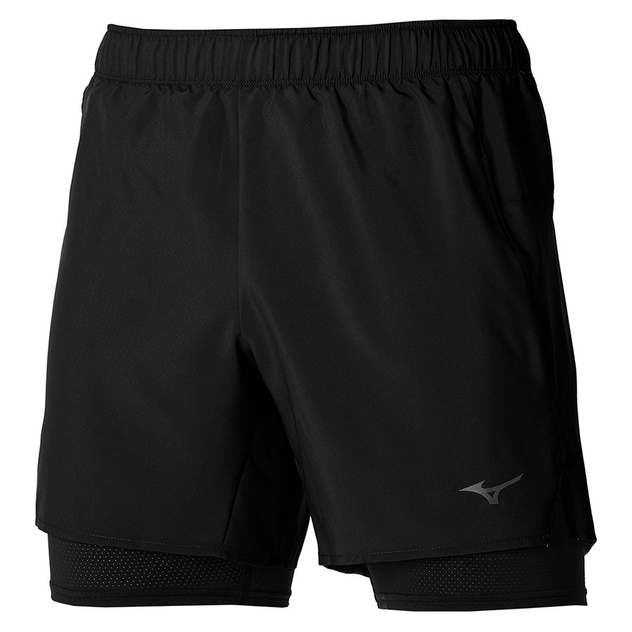 Black Men Mizuno Core 5.5 2in1 Shorts | 0487-ICMJT