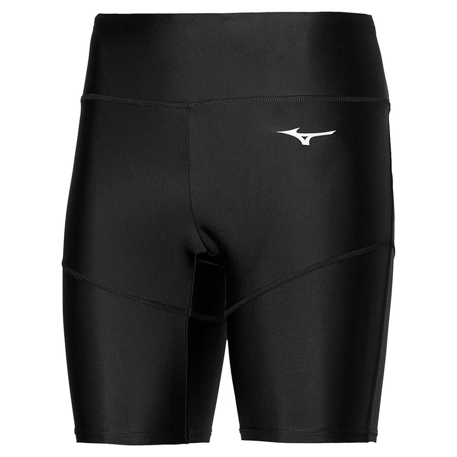Black Women Mizuno Core Mid Leggings | 1350-DTQKL