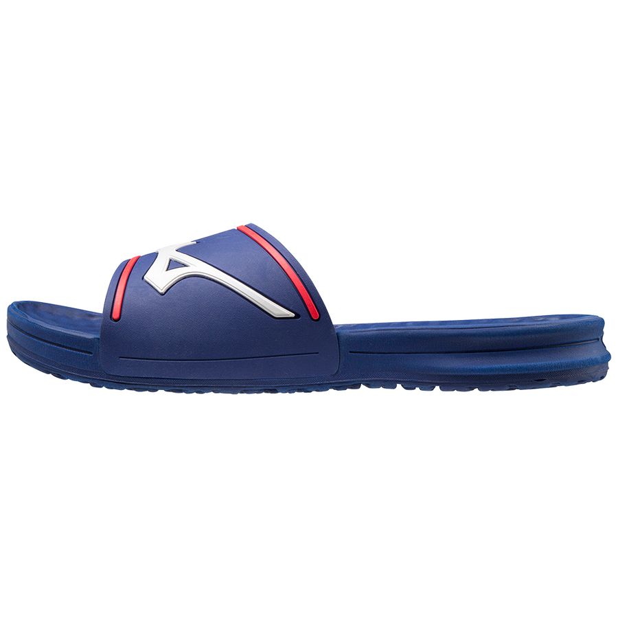 Blue Men Mizuno Relax Slides | 4761-YEAVH