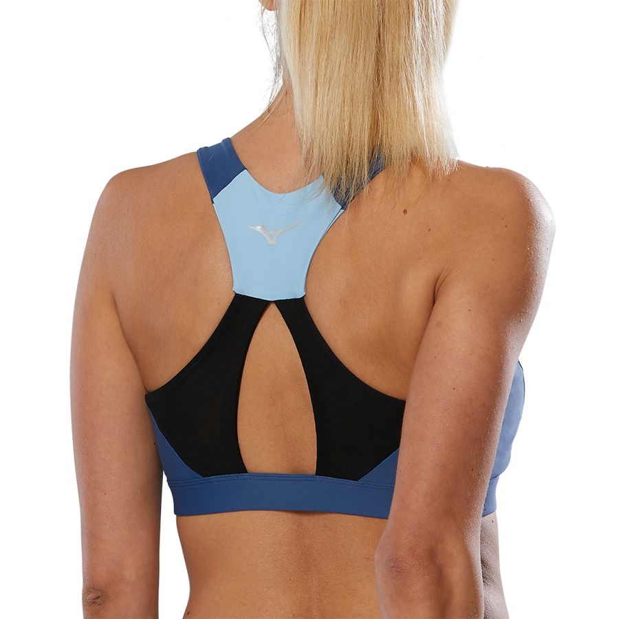 Blue Women Mizuno High Support Sports Bra | 5687-QFCMO