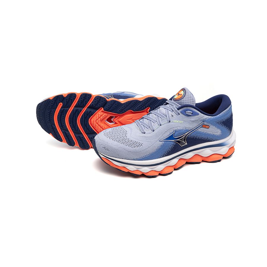 Blue Women Mizuno Wave Sky 7 Running Shoes | 3628-ELVOR