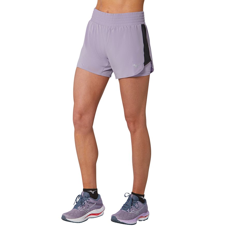 Grey Women Mizuno 2in1 4.5 Shorts | 8271-QOSGA