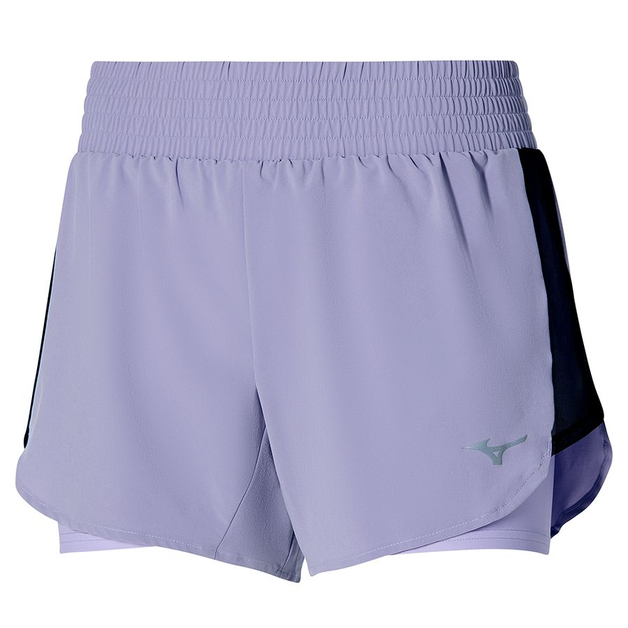 Grey Women Mizuno 2in1 4.5 Shorts | 8271-QOSGA