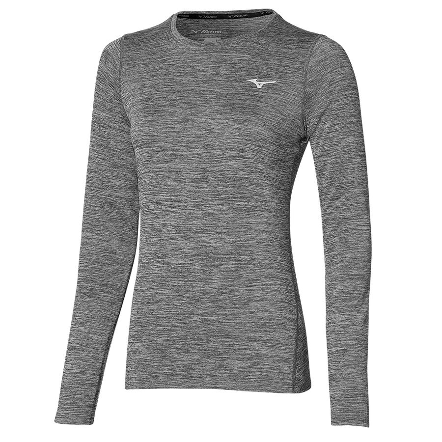 Grey Women Mizuno Impulse Core Ls T Shirts | 9843-EXGUQ