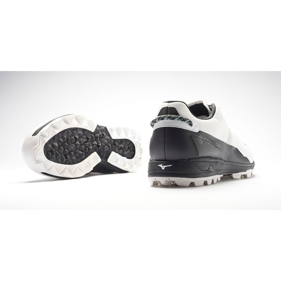 White / Black Men Mizuno Mzen Golf Shoes | 8431-PISXT