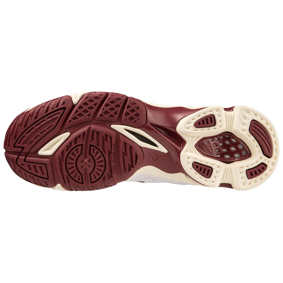 White / Dark Red Women Mizuno Wave Voltage Volleyball Shoes | 5791-PXIZB