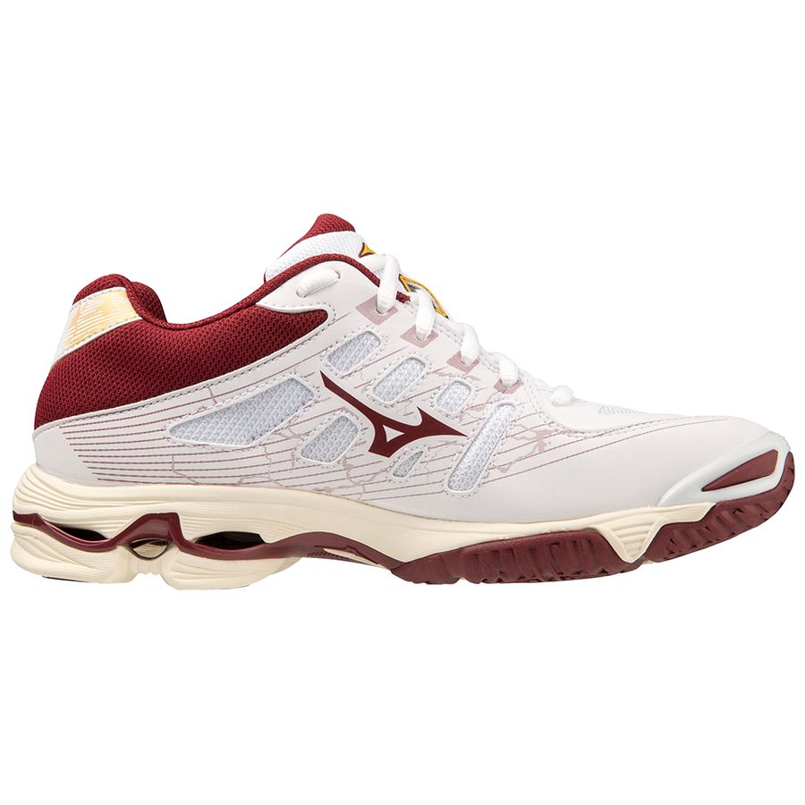 White / Dark Red Women Mizuno Wave Voltage Volleyball Shoes | 5791-PXIZB