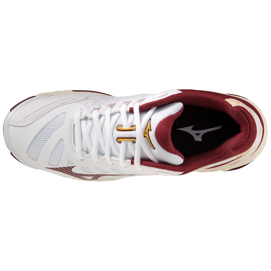 White / Dark Red Women Mizuno Wave Voltage Volleyball Shoes | 5791-PXIZB