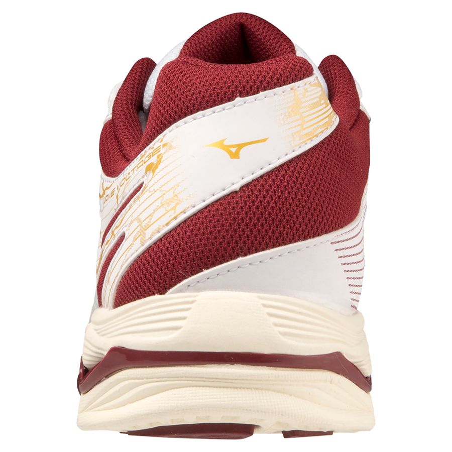 White / Dark Red Women Mizuno Wave Voltage Volleyball Shoes | 5791-PXIZB